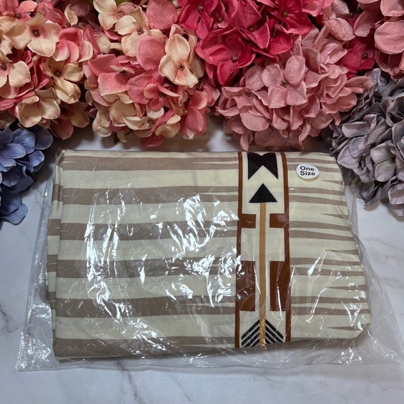 Boho Aztec Tribal Cream Tan & Black Kimono Beach Coverup Duster - Picture 15 of 16